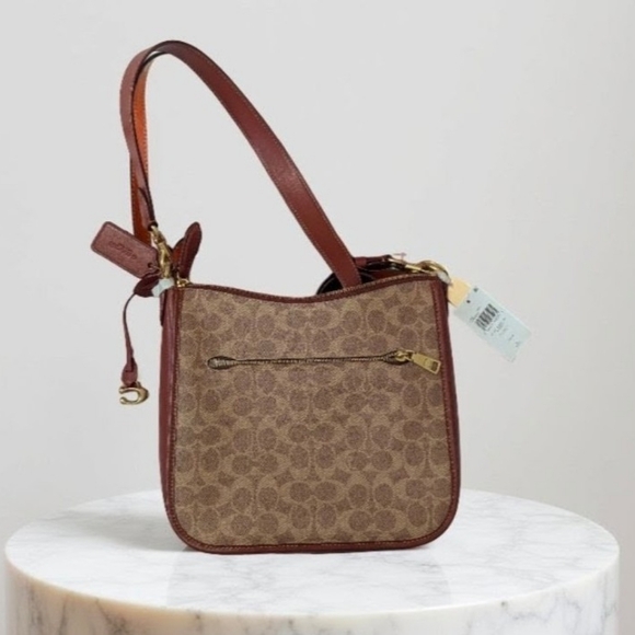 COACH Signature Shoulder Bag Brown/Red One Size, NWT - Picture 15 of 15